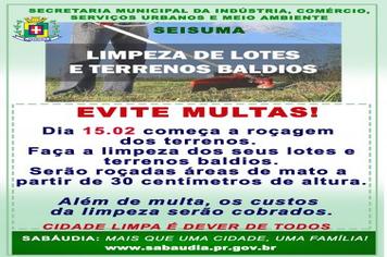 Sabáudia começa limpeza de terrenos em fevereiro
