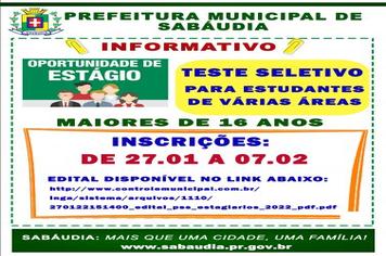 Sabáudia abre vagas para Estagiários