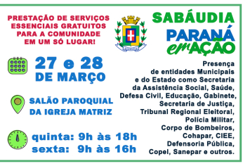 SABÁUDIA SEDIA PARANÁ EM AÇÃO NOS DIAS 27 E 28 DE MARÇO