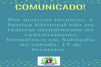 Atenção na mudança de atendimento do cadastramento biométrico.
