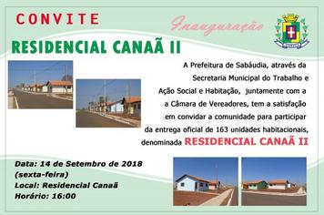 Sabáudia inaugura Residencial Canaã na sexta-feira, 14