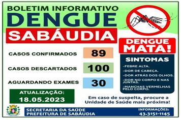 Secretaria da Saúde de Sabáudia informa boletim da Dengue