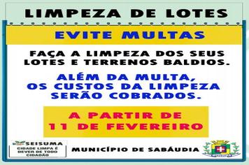 Sabáudia conta com população para limpeza de terrenos