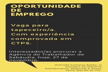Vaga de emprego.