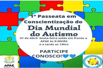 Apae irá realizar passeata pelo Dia Mundial do Autismo nesta sexta-feira (01)