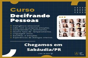 CURSO DECIFRANDO PESSOAS SERÁ MINISTRADO NESTA QUINTA-FEIRA, 18