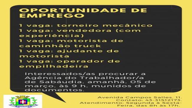 Vaga de emprego!
