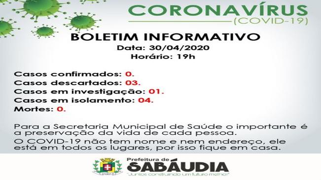 Atualizado mais um Boletim do Coronavírus.