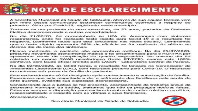 NOTA DE ESCLARECIMENTO