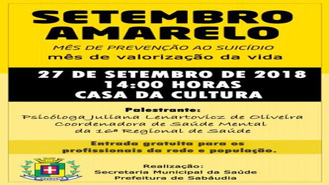 Secretaria de Saúde de Sabáudia promove palestra sobre a prevenção ao suicídio