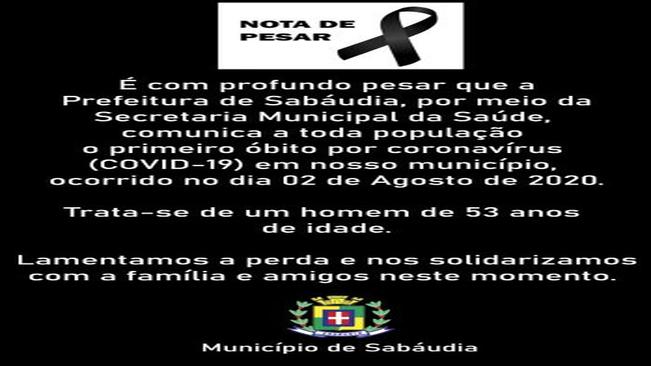 SABÁUDIA REGISTRA PRIMEIRO ÓBITO POR COVID-19