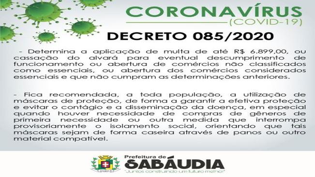 Prevenção contra o vírus conta com novo decreto municipal